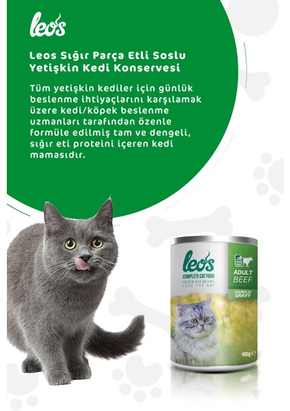 Leos Sığır Parça Etli Soslu Kedi Konservesi 12x400 Gr