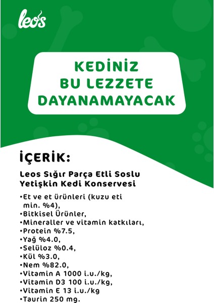 Leos Sığır Parça Etli Soslu Kedi Konservesi 12x400 Gr