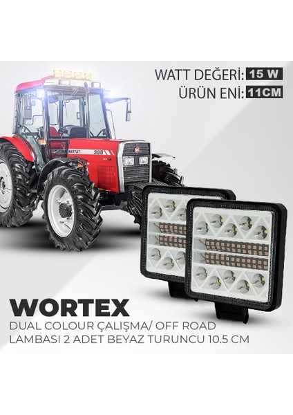 Dual Colour Wortex Çalışma ve Off Road Lambası Beyaz - Turuncu 10.5 cm (2 Adet)