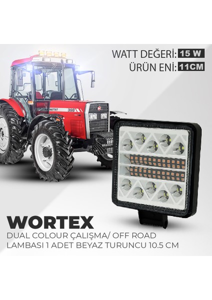 Dual Colour Wortex Çalışma ve Off Road Lambası Beyaz - Turuncu 10.5 cm