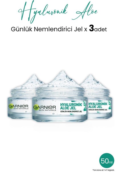 Günlük Nemlendirici Hyaluronik Aloe Jel 50 ml x 3 Adet