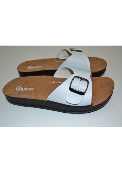 Kadın Anatomik Poliüretan Taban Ayarlanabilir Tek Toka Beyaz Renk Terlik