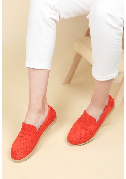 Lazer Delikli Loafer Mercan