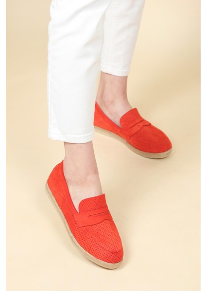 Lazer Delikli Loafer Mercan