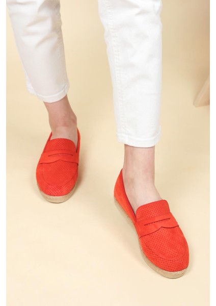 Lazer Delikli Loafer Mercan