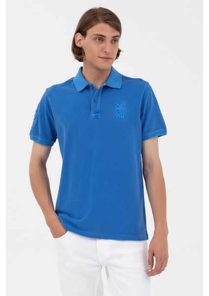 Polo Yaka Regular Fit Saks Erkek T-Shirt 1573851