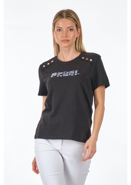 Minimalist Kadın T-Shirt - Kısa Kol Yuvarlak Yaka Regular Fit fiyatları