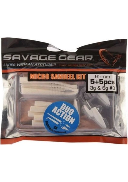 Lrf Micro Sandeel Kit Yem 2 Jighead + 10 Silikon ( White )