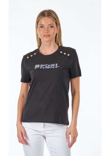 Minimalist Kadın T-Shirt - Kısa Kol Yuvarlak Yaka Regular Fit indirimleri