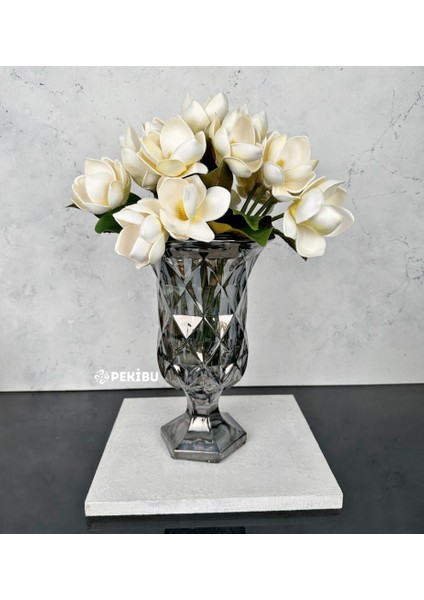 AYAKLI PRİZMA CAM VAZO FÜME 28X18 CM indirimleri