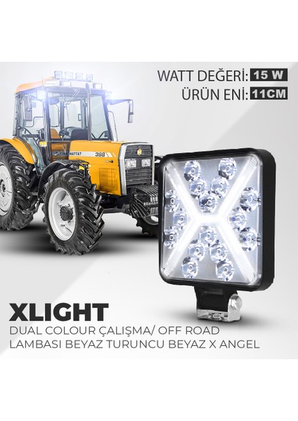 Kare Xlight Çalışma ve Off Road Lambası Beyaz 10.5 cm