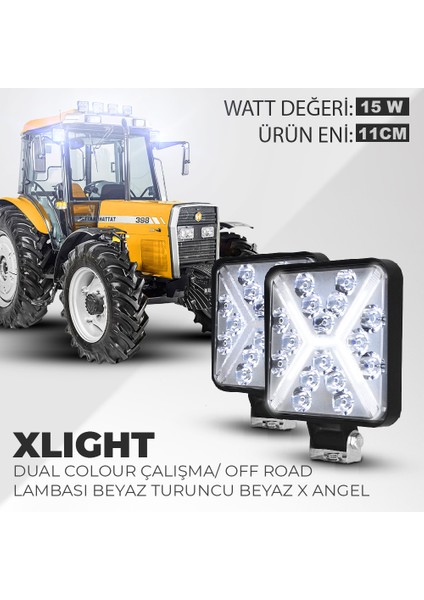 Kare Xlight Çalışma ve Off Road Lambası Beyaz (2 Adet)