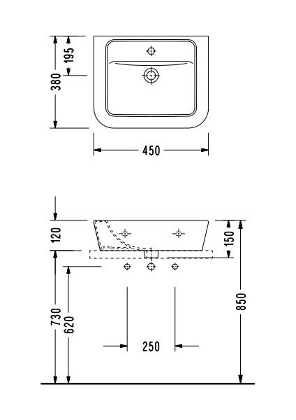 Star 38x45 cm Duvara Monte Lavabo DE42TDS110H