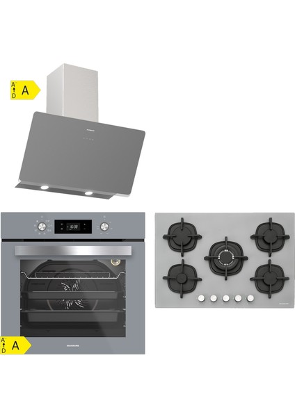 BO6504S01 - CS5364S01 - 3457 Soho 60 Gri Cam Ankastre Set