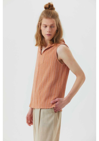 Kapüşonlu Kolsuz Etnik Erkek Gömlek modelleri