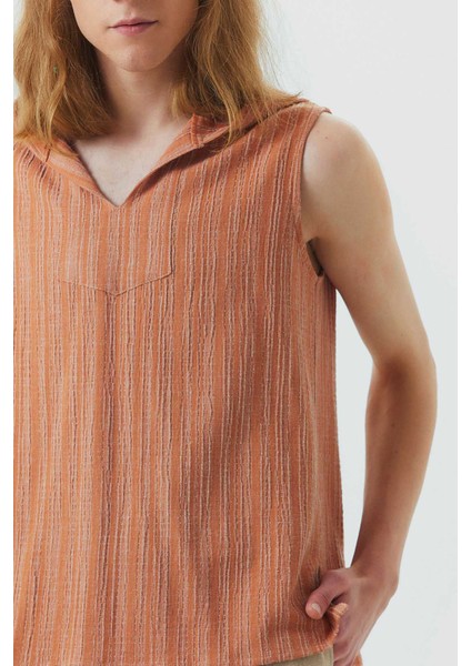 Kapüşonlu Kolsuz Etnik Erkek Gömlek indirimleri