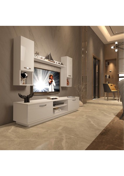 Eko 5dab Slm DVD Tv Ünitesi Tv Sehpası - Parlak Beyaz
