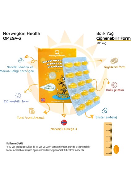 Health Çocuk Omega 3 Ciğnenebilir Gummies 30 Kapsül