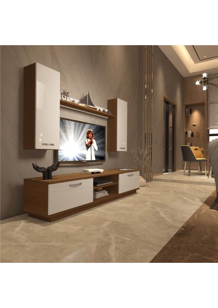 Eko 5db Slm DVD Tv Ünitesi Tv Sehpası - Ceviz - Beyaz