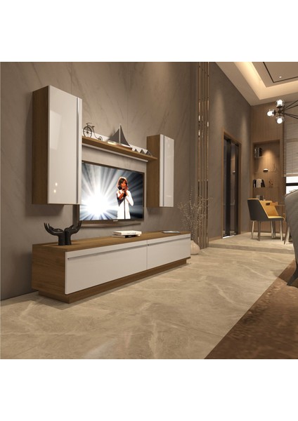 Eko 5db Mdf Std Tv Ünitesi Tv Sehpası - Pera - Beyaz