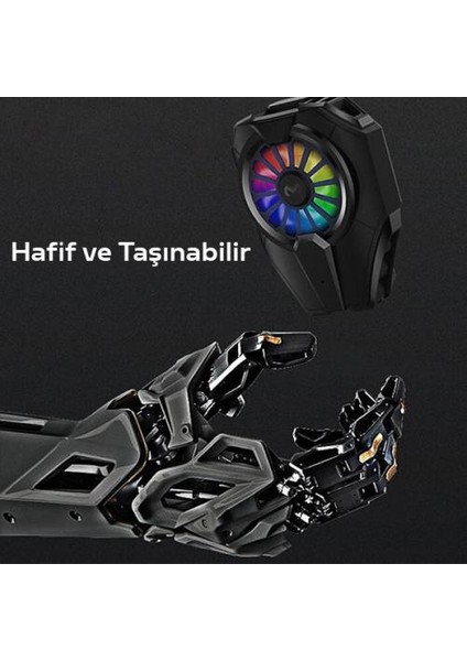 Polham Rgb LED Işıklı Type C Kablolu Telefon Soğutma Fanı, 6000 Devir Telefon Soğutucu