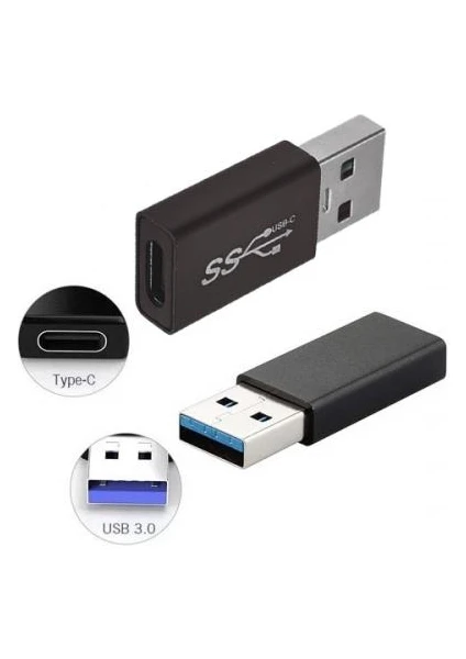 Polham USB 3.0 To Type C Dönüştürücü Typce Girişi USB Dönüştürücü Hızlı Veri Transferi Otg Çevirici