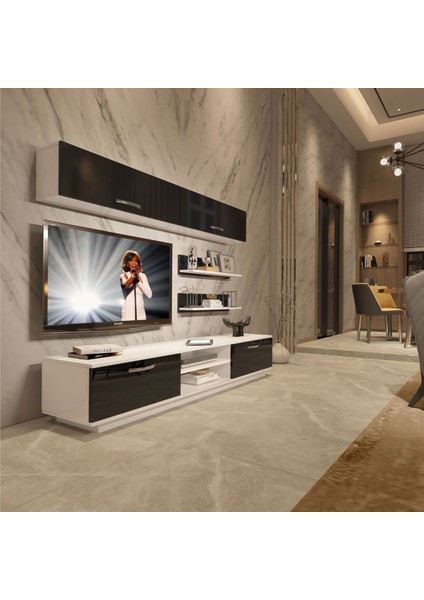Eko 5b Mdf DVD Tv Ünitesi Tv Sehpası - Beyaz - Siyah