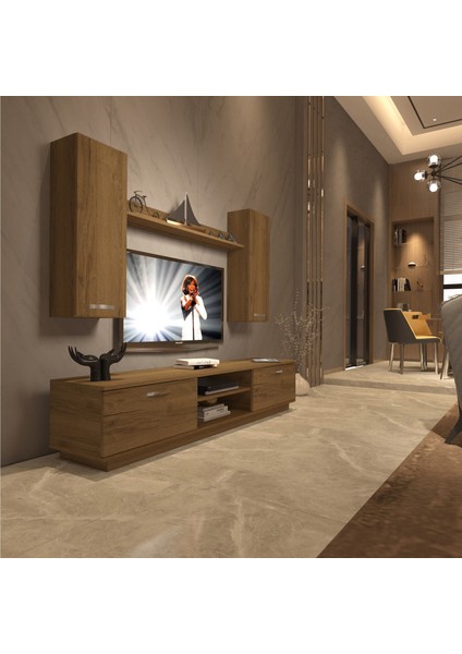 Eko 5db Mdf DVD Tv Ünitesi Tv Sehpası - Naturel Pera