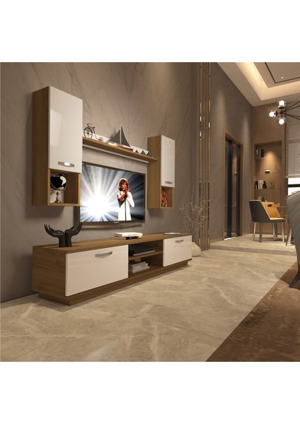 Eko 5dab Mdf DVD Tv Ünitesi Tv Sehpası - Pera - Beyaz