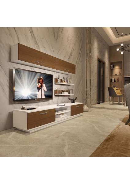 Eko 5b Mdf DVD Tv Ünitesi Tv Sehpası - Beyaz - Ceviz