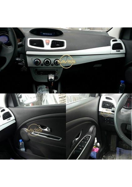 Renault Fluence Uyumlu Gümüş Gri Full Set,torpido Konsol Maun Kaplama (Gümüş Gri)