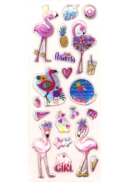 Sticker Kabartmalı Stiker Defter, Planlayıcı Etiket Flamingo (CB451) 16X7 cm