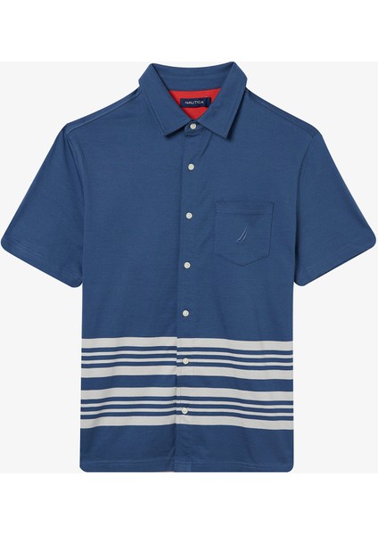 Nautıca Erkek Mavi Kısa Kollu Gömlek