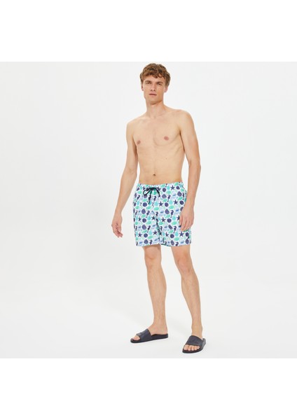 Erkek Beyaz Standart Fit Şort Mayo