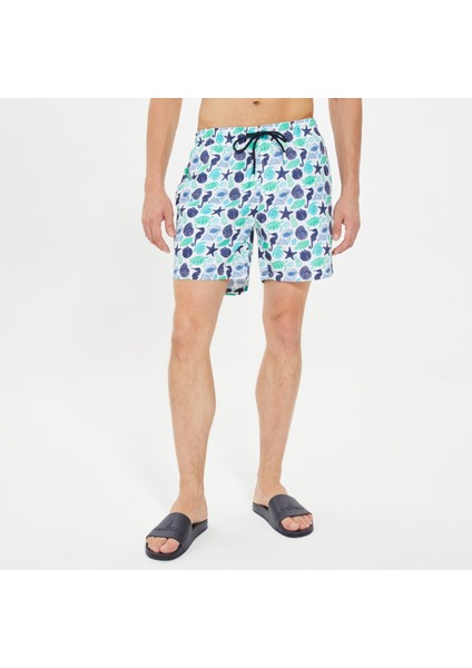 Erkek Beyaz Standart Fit Şort Mayo modelleri