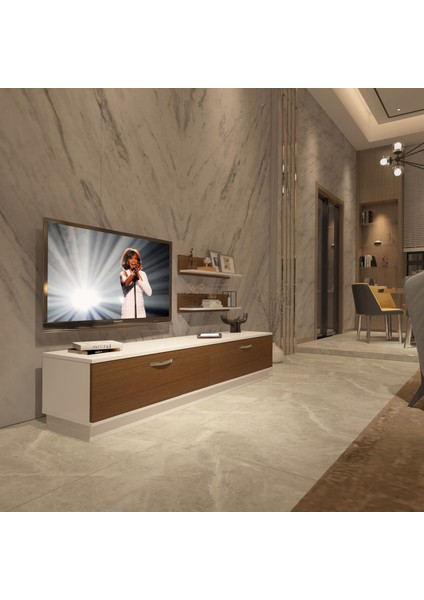 Eko 4b Slm Std Tv Ünitesi Tv Sehpası - Beyaz - Ceviz