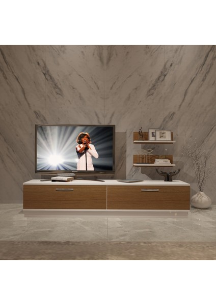 Eko 4b Slm Std Tv Ünitesi Tv Sehpası - Beyaz - Ceviz