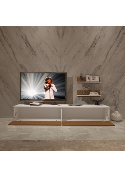 Eko 4b Slm Std Tv Ünitesi Tv Sehpası - Beyaz - Ceviz