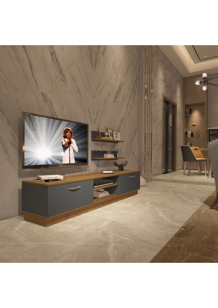 Eko 4b Mdf DVD Tv Ünitesi Tv Sehpası - Pera - Antrasit
