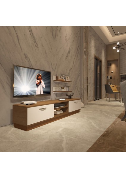 Eko 4b Slm DVD Tv Ünitesi Tv Sehpası - Ceviz - Beyaz