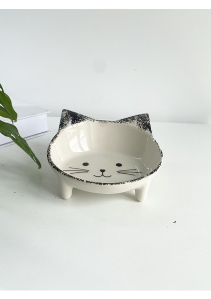 Seramik Sweet Cat Kedi Mama- Su Kabı (Siyah Desen) indirimleri