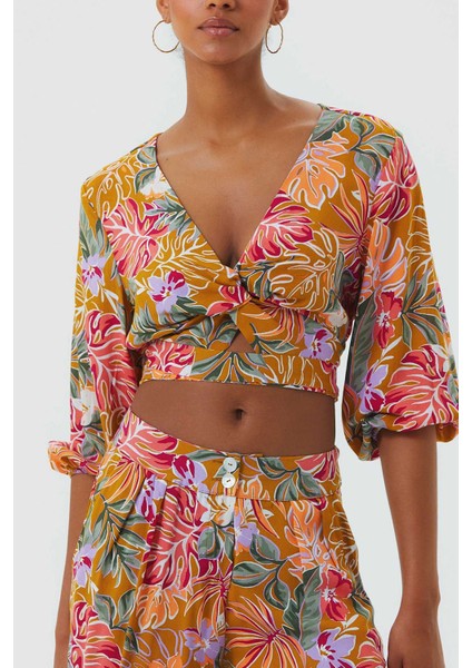 Düğüm Detaylı Pencereli Bohem Crop Bluz indirimleri