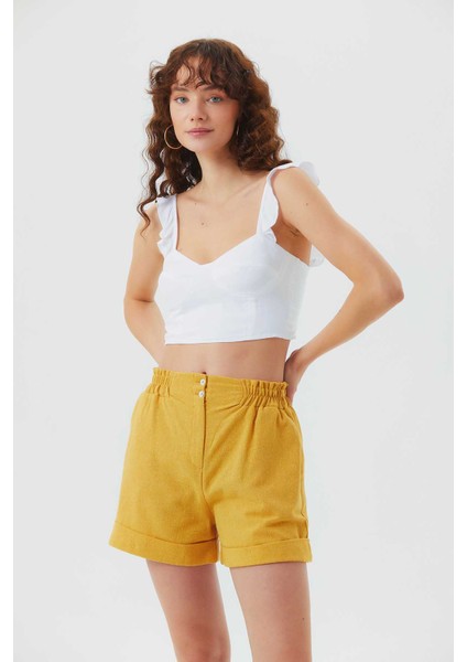 Kalp Yaka Fırfırlı Askılı Crop Bluz modelleri