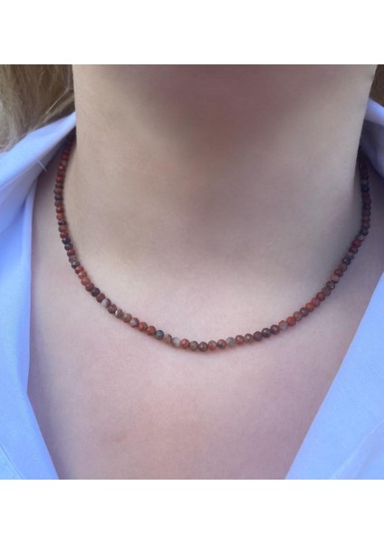 4 mm Red Jasper Fasetli Doğal Taş Kolye fiyatları