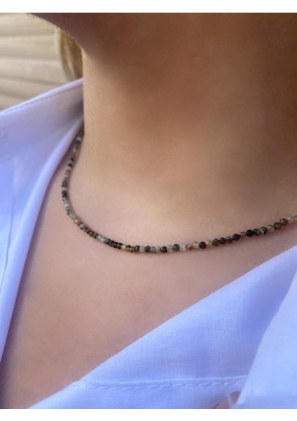 2 mm Rutil Kuvars Fasetli Doğal Taş Kolye