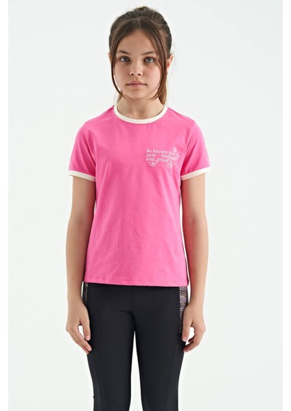 Kız Çocuk T-Shirt Pembe T13KG-75110_01 O Yaka