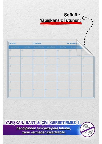 Gök Mavisi Planlayıcı Yapışkansız Tutunan, Akıllı Kağıt Fotoğraf Belge Not Tutucu Yazı Panosu