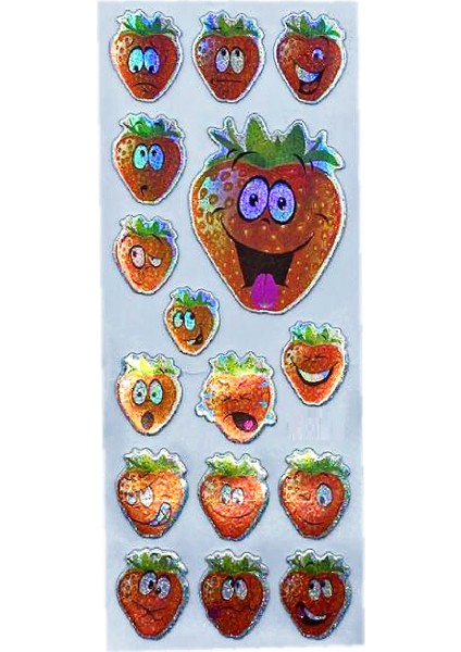 Sticker Kabartmalı Stiker Defter, Planlayıcı Etiket Çilek (CB354) 16X7 cm