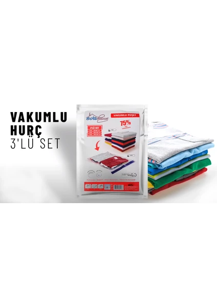 Eva House Vakumlu Poşet 3'lü Set