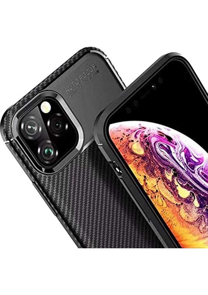 Apple iPhone 11 Pro Max Karbon Desenli Negro Silikon Kılıf